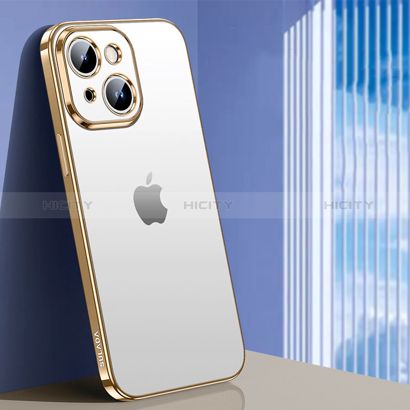 Funda Silicona Ultrafina Carcasa Transparente LD1 para Apple iPhone 15 Oro