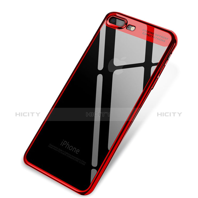 Funda Silicona Ultrafina Carcasa Transparente Q03 para Apple iPhone 7 Plus Rojo