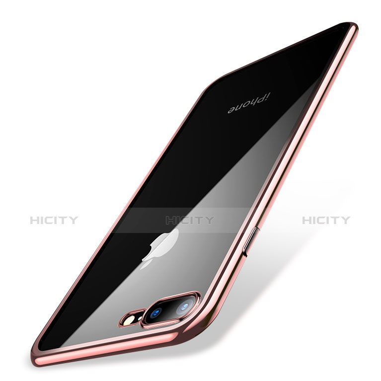 Funda Silicona Ultrafina Carcasa Transparente Q04 para Apple iPhone 7 Plus Oro Rosa
