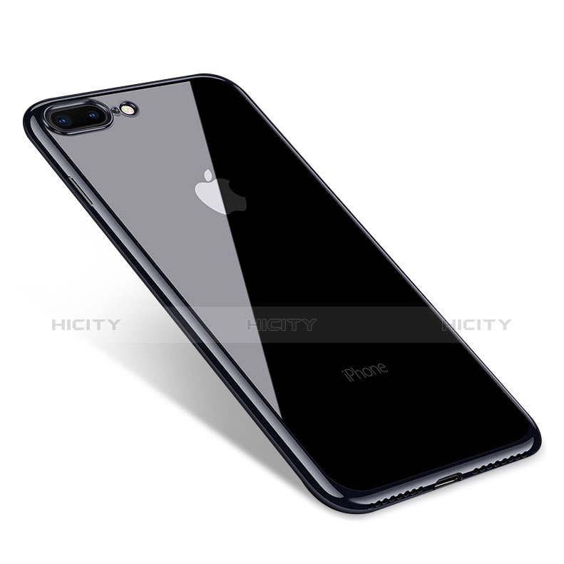 Funda Silicona Ultrafina Carcasa Transparente Q06 para Apple iPhone 7 Plus Negro