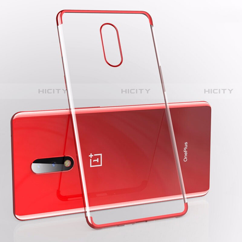 Funda Silicona Ultrafina Carcasa Transparente S01 para OnePlus 7 Rojo