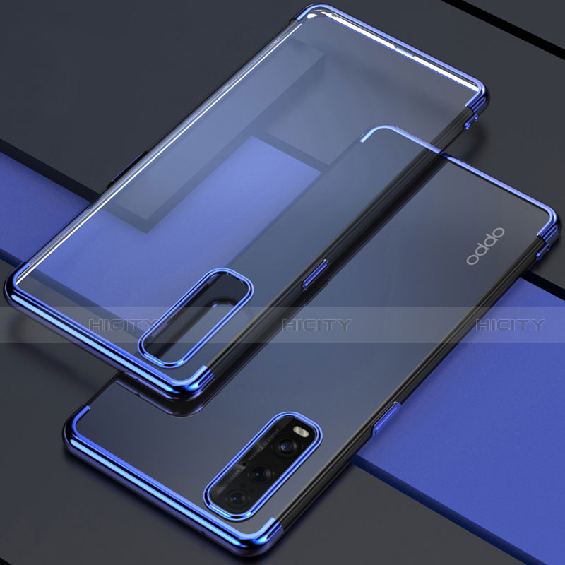 Funda Silicona Ultrafina Carcasa Transparente S01 para Oppo Find X2 Azul