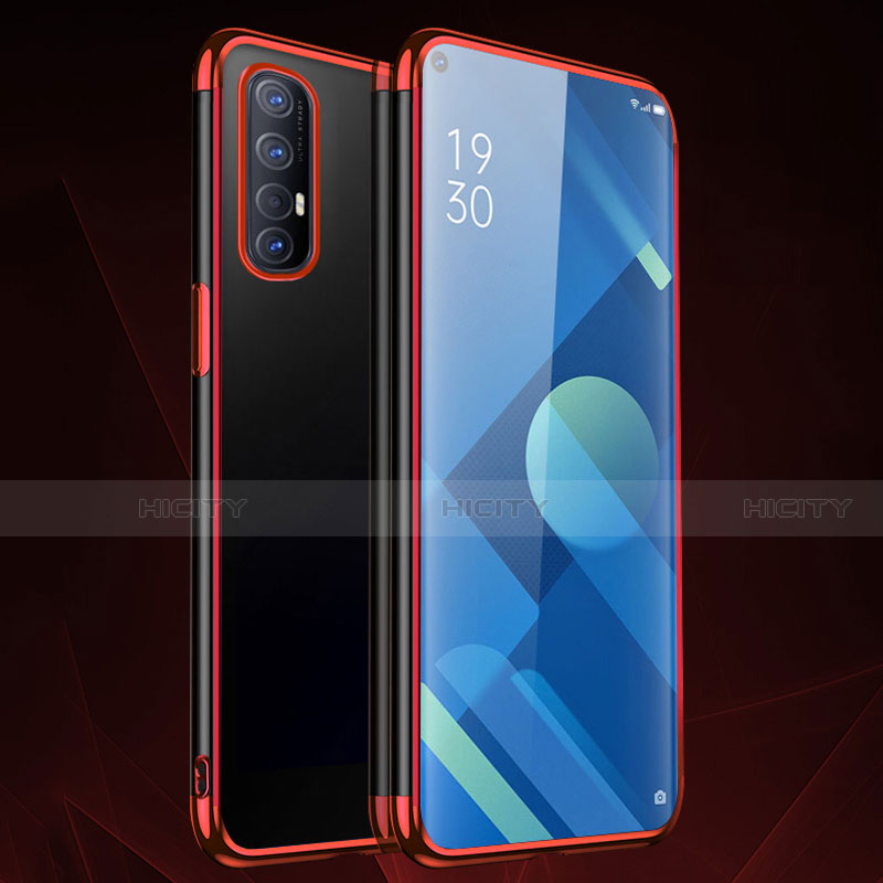 Funda Silicona Ultrafina Carcasa Transparente S01 para Oppo Reno3 Pro Rojo