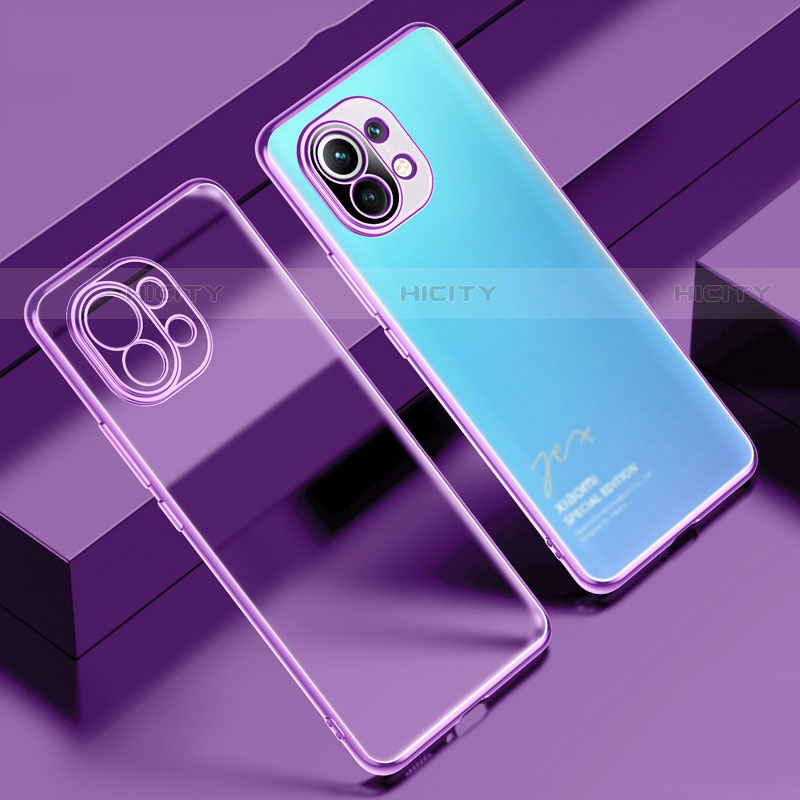 Funda Silicona Ultrafina Carcasa Transparente S02 para Xiaomi Mi 11 Lite 4G Morado