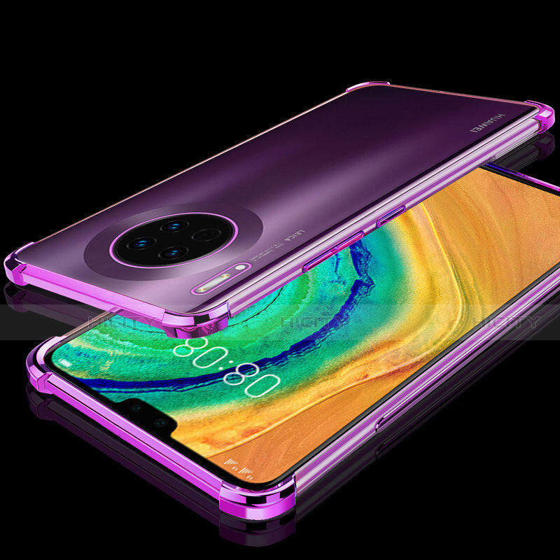 Funda Silicona Ultrafina Carcasa Transparente S03 para Huawei Mate 30E Pro 5G Morado