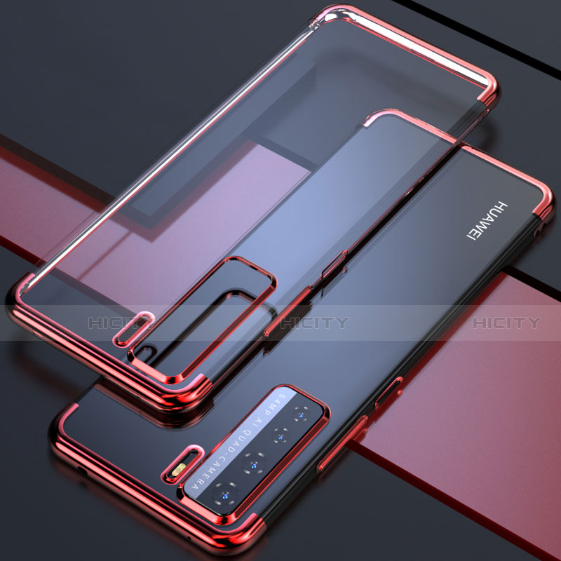 Funda Silicona Ultrafina Carcasa Transparente S04 para Huawei Nova 7 SE 5G Rojo