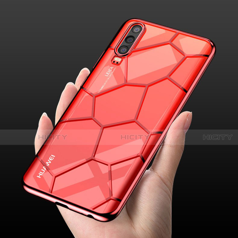 Funda Silicona Ultrafina Carcasa Transparente S04 para Huawei P30 Rojo