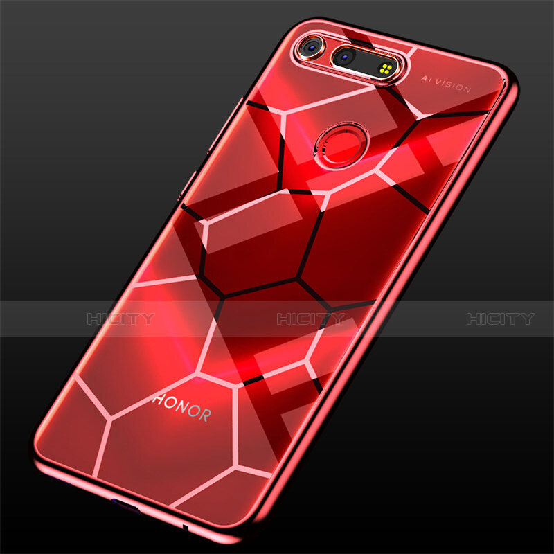 Funda Silicona Ultrafina Carcasa Transparente S05 para Huawei Honor V20 Rojo