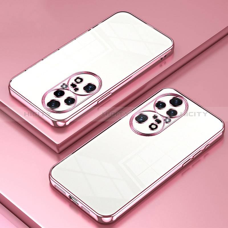 Funda Silicona Ultrafina Carcasa Transparente SY1 para Huawei P50 Pro Oro Rosa