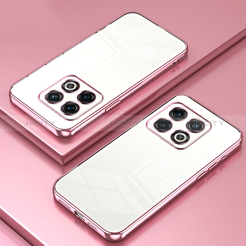 Funda Silicona Ultrafina Carcasa Transparente SY1 para OnePlus 10 Pro 5G Oro Rosa