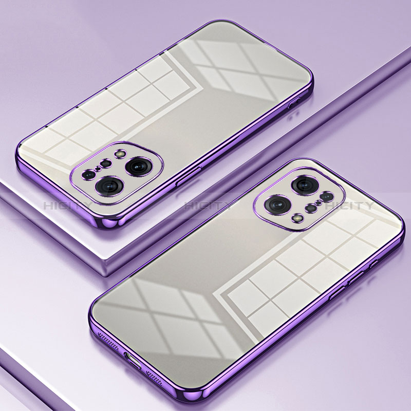 Funda Silicona Ultrafina Carcasa Transparente SY1 para Oppo Find X5 5G Morado