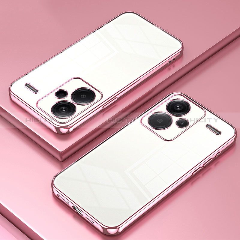 Funda Silicona Ultrafina Carcasa Transparente SY1 para Xiaomi Redmi Note 13 Pro+ Plus 5G Oro Rosa