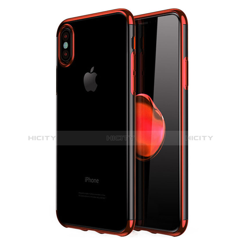 Funda Silicona Ultrafina Carcasa Transparente V02 para Apple iPhone X Rojo