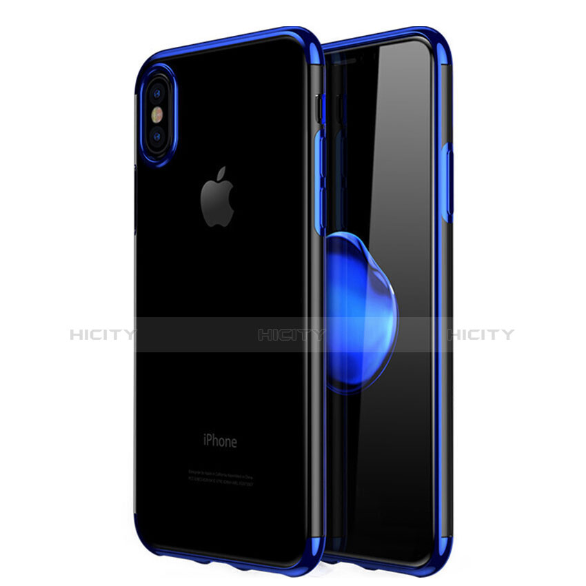 Funda Silicona Ultrafina Carcasa Transparente V02 para Apple iPhone Xs Azul