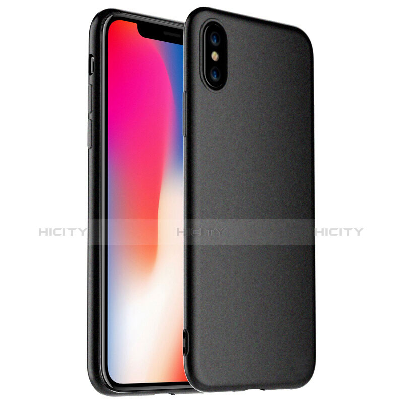 Funda Silicona Ultrafina con Protector de Pantalla para Apple iPhone X Negro