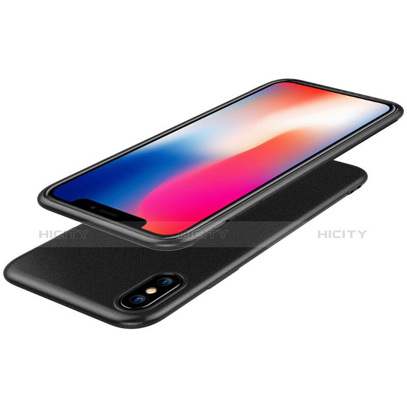 Funda Silicona Ultrafina con Protector de Pantalla para Apple iPhone X Negro