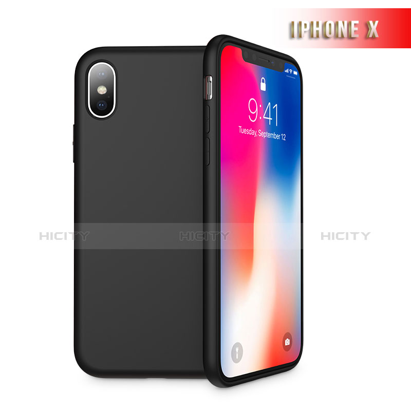 Funda Silicona Ultrafina Goma 360 Grados B02 para Apple iPhone Xs Negro