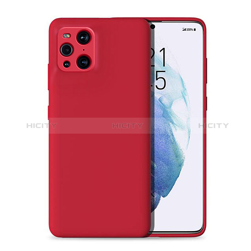 Funda Silicona Ultrafina Goma 360 Grados Carcasa para Oppo Find X3 5G Rojo