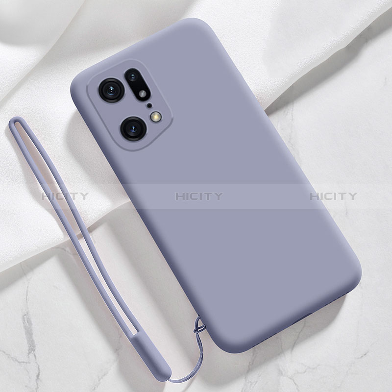 Funda Silicona Ultrafina Goma 360 Grados Carcasa para Oppo Find X5 5G Gris Lavanda