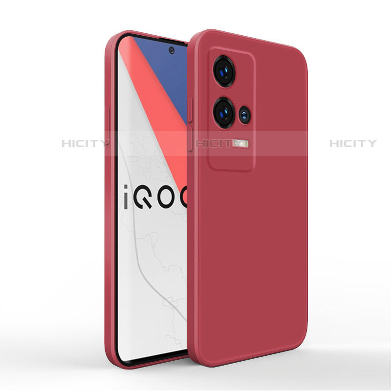 Funda Silicona Ultrafina Goma 360 Grados Carcasa para Vivo iQOO 8 Pro 5G Rojo