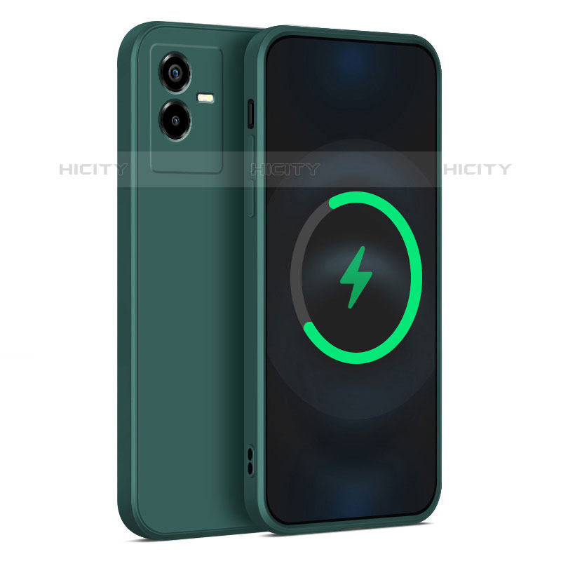 Funda Silicona Ultrafina Goma 360 Grados Carcasa para Vivo iQOO Z6x Verde Noche