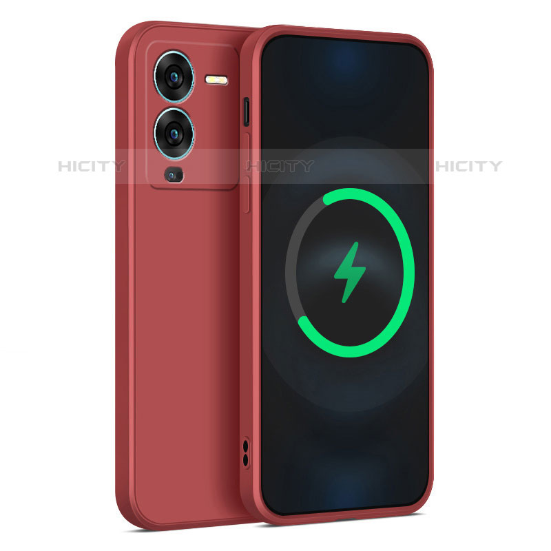 Funda Silicona Ultrafina Goma 360 Grados Carcasa para Vivo V25 Pro 5G Rojo