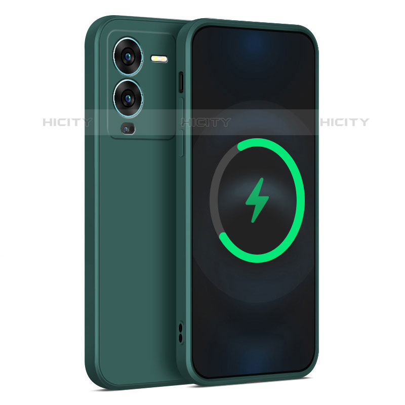 Funda Silicona Ultrafina Goma 360 Grados Carcasa para Vivo V25 Pro 5G Verde Noche