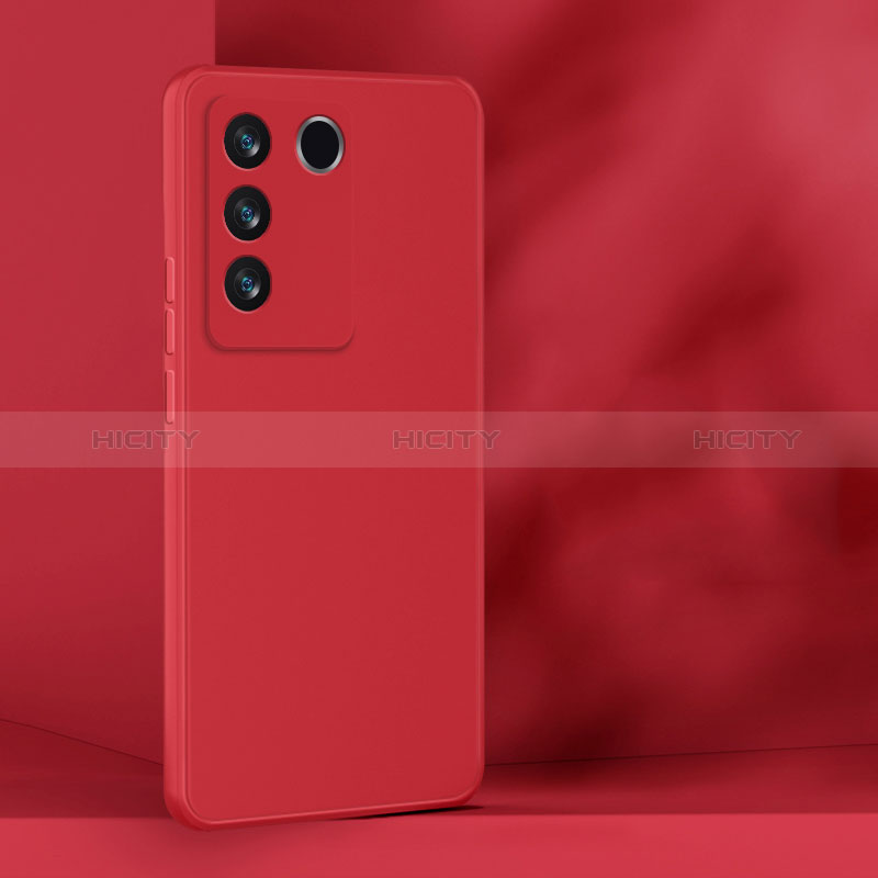 Funda Silicona Ultrafina Goma 360 Grados Carcasa para Vivo V27 Pro 5G Rojo