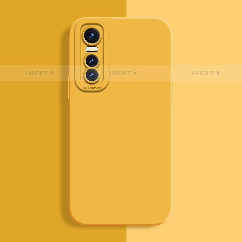 Funda Silicona Ultrafina Goma 360 Grados Carcasa para Vivo Y73s 5G Amarillo