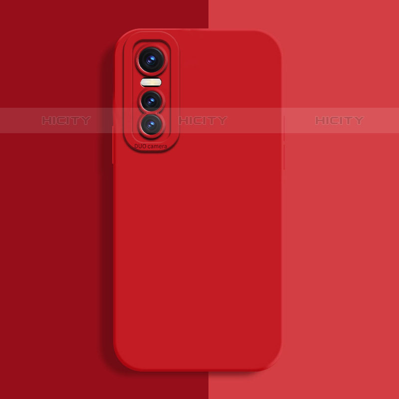 Funda Silicona Ultrafina Goma 360 Grados Carcasa para Vivo Y73s 5G Rojo