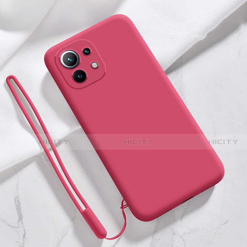 Funda Silicona Ultrafina Goma 360 Grados Carcasa para Xiaomi Mi 11 Lite 5G NE Rojo Rosa