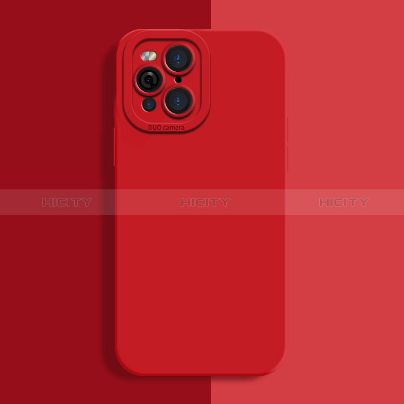 Funda Silicona Ultrafina Goma 360 Grados Carcasa S01 para Oppo Find X3 5G Rojo