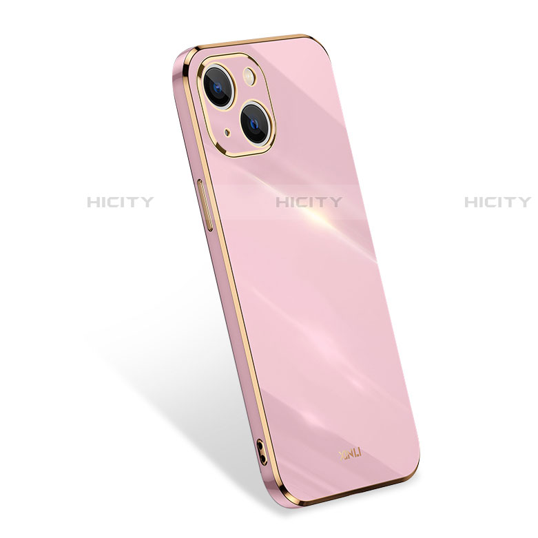 Funda Silicona Ultrafina Goma 360 Grados Carcasa S03 para Apple iPhone 13 Mini Oro Rosa