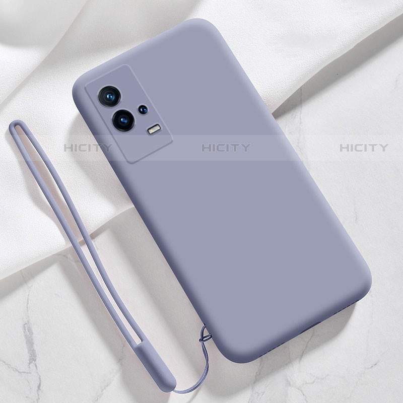 Funda Silicona Ultrafina Goma 360 Grados Carcasa S03 para Vivo iQOO 8 Pro 5G Gris Lavanda