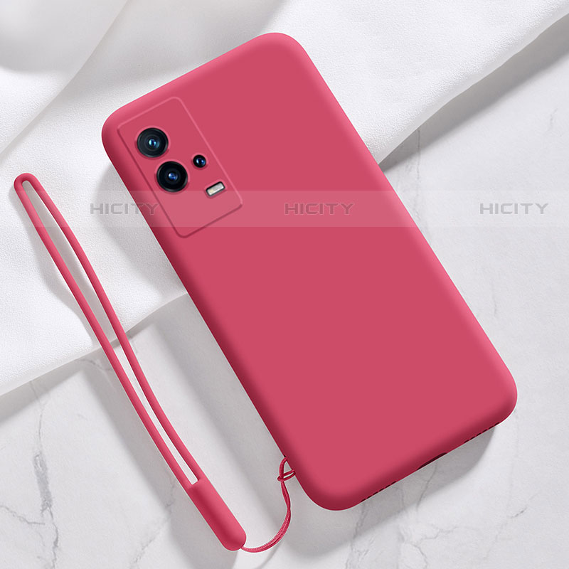 Funda Silicona Ultrafina Goma 360 Grados Carcasa S03 para Vivo iQOO 8 Pro 5G Rojo