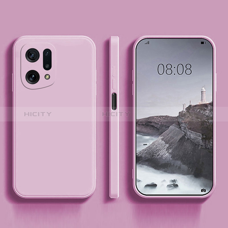 Funda Silicona Ultrafina Goma 360 Grados Carcasa S04 para Oppo Find X5 5G Purpura Claro