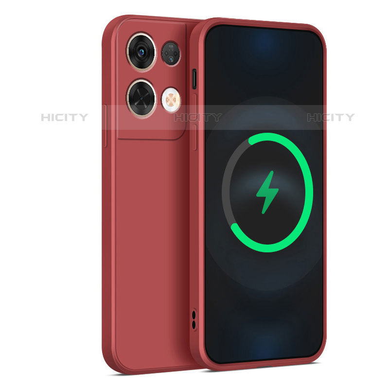 Funda Silicona Ultrafina Goma 360 Grados Carcasa S04 para Oppo Reno8 Pro 5G Rojo