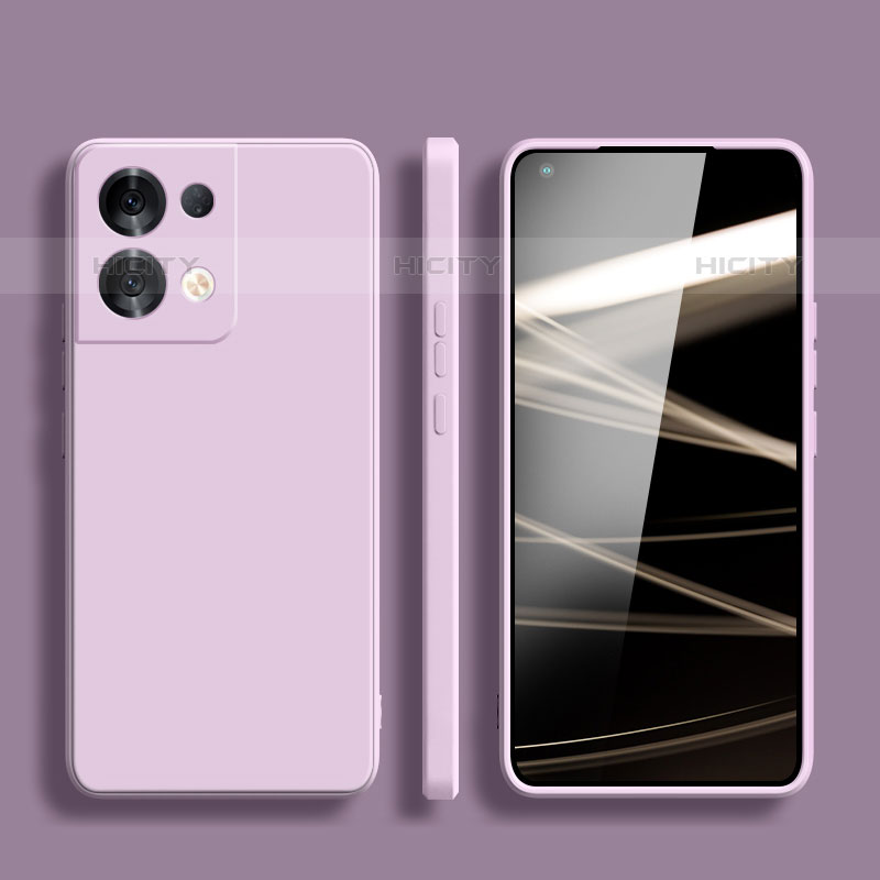 Funda Silicona Ultrafina Goma 360 Grados Carcasa S06 para Oppo Reno8 5G Purpura Claro