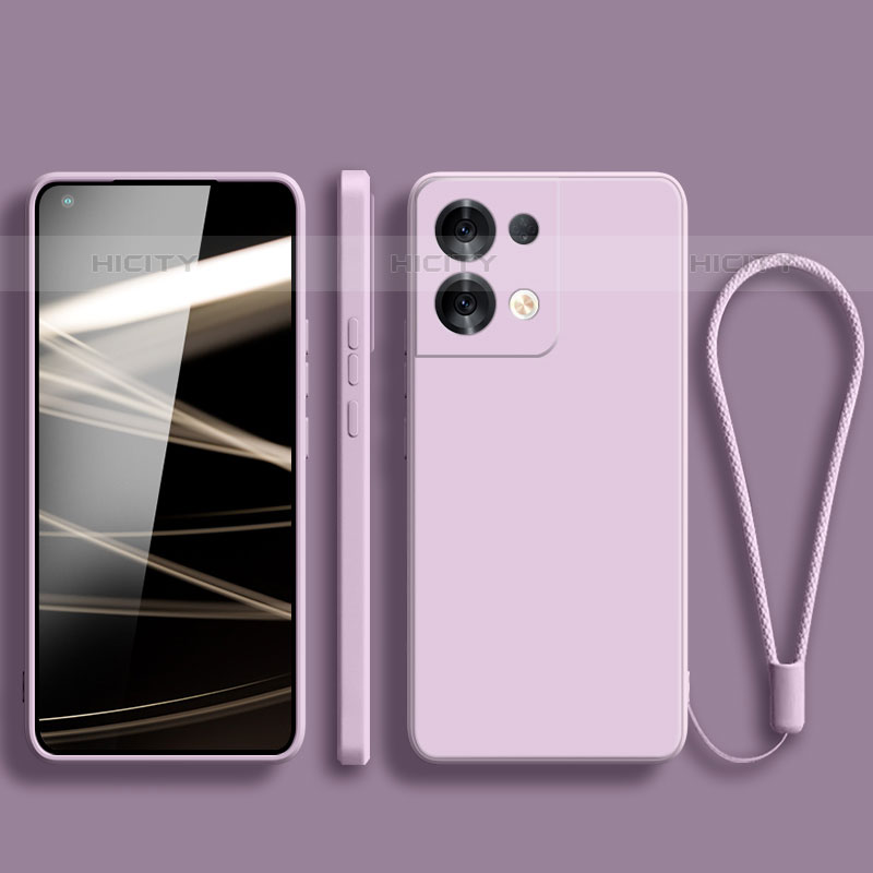 Funda Silicona Ultrafina Goma 360 Grados Carcasa S07 para Oppo Reno8 Pro+ Plus 5G Purpura Claro