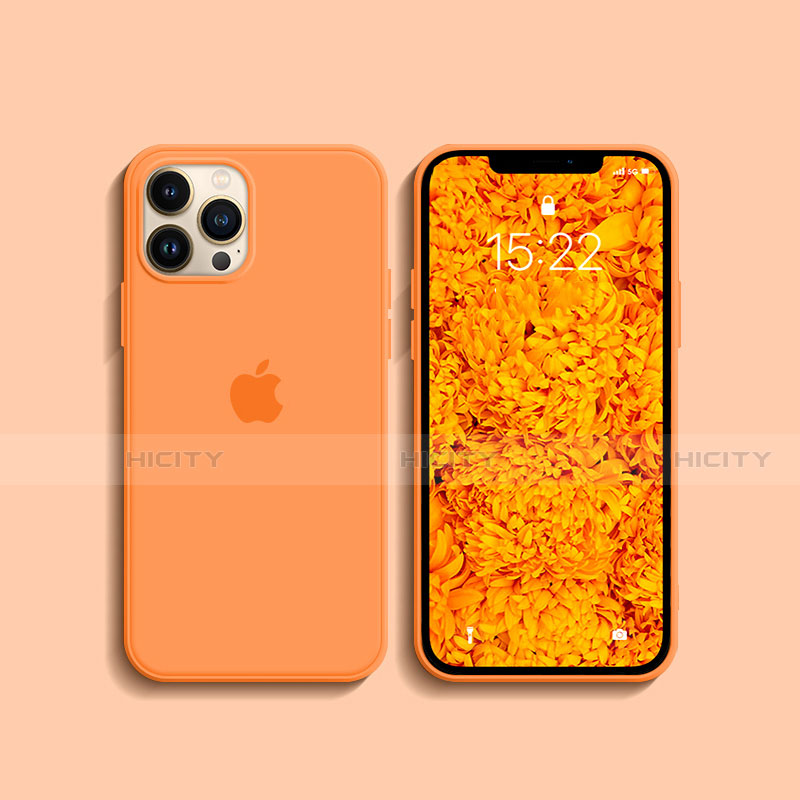 Funda Silicona Ultrafina Goma 360 Grados Carcasa S08 para Apple iPhone 13 Pro Max Naranja