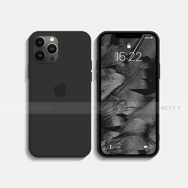 Funda Silicona Ultrafina Goma 360 Grados Carcasa S08 para Apple iPhone 13 Pro Max Negro