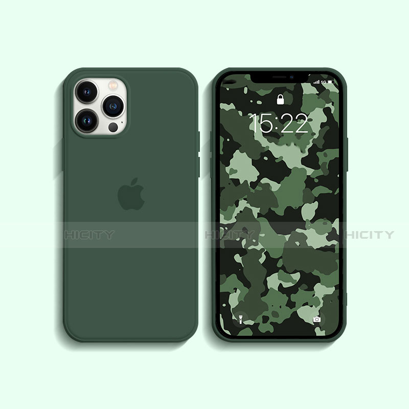 Funda Silicona Ultrafina Goma 360 Grados Carcasa S08 para Apple iPhone 13 Pro Max Verde