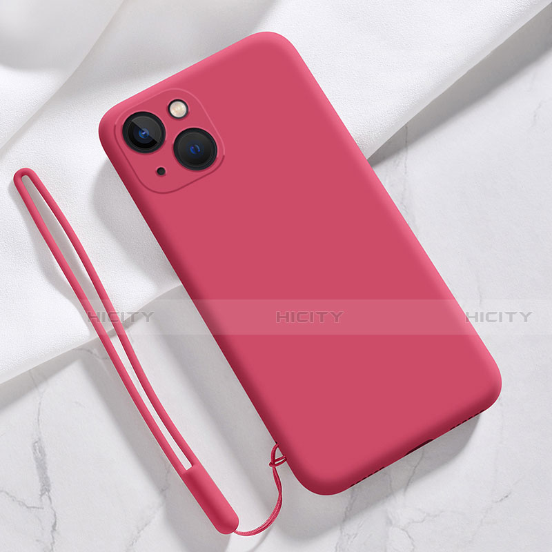 Funda Silicona Ultrafina Goma 360 Grados Carcasa S08 para Apple iPhone 14 Plus Rosa Roja