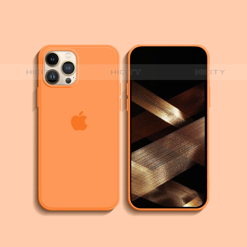 Funda Silicona Ultrafina Goma 360 Grados Carcasa S08 para Apple iPhone 15 Pro Naranja