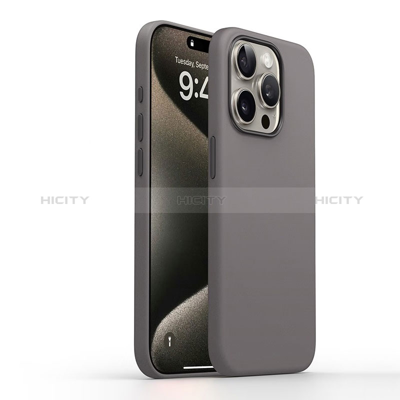 Funda Silicona Ultrafina Goma 360 Grados Carcasa YK1 para Apple iPhone 15 Pro Max Gris Oscuro