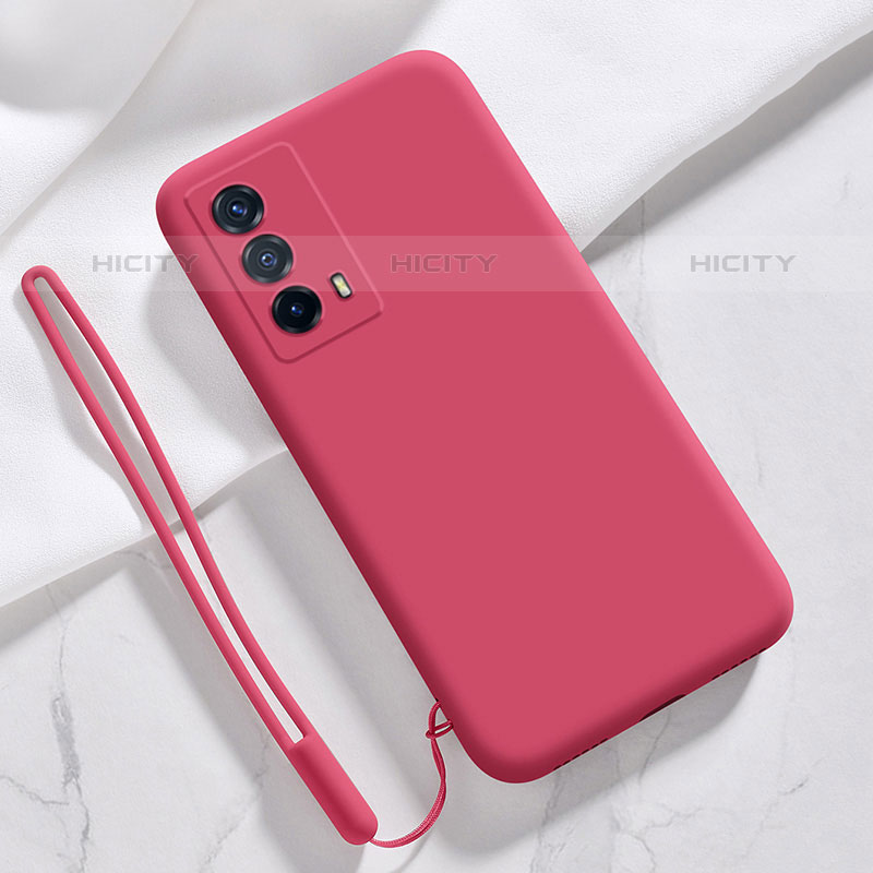 Funda Silicona Ultrafina Goma 360 Grados Carcasa YK1 para Vivo iQOO Z5 5G Rojo