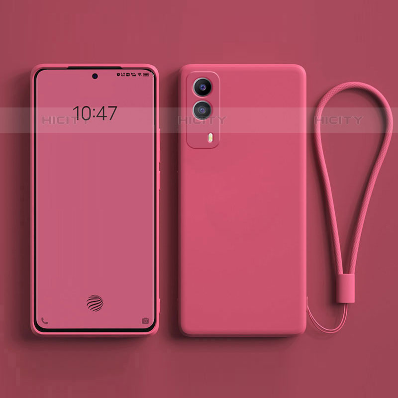 Funda Silicona Ultrafina Goma 360 Grados Carcasa YK1 para Vivo V21e 5G Rosa Roja