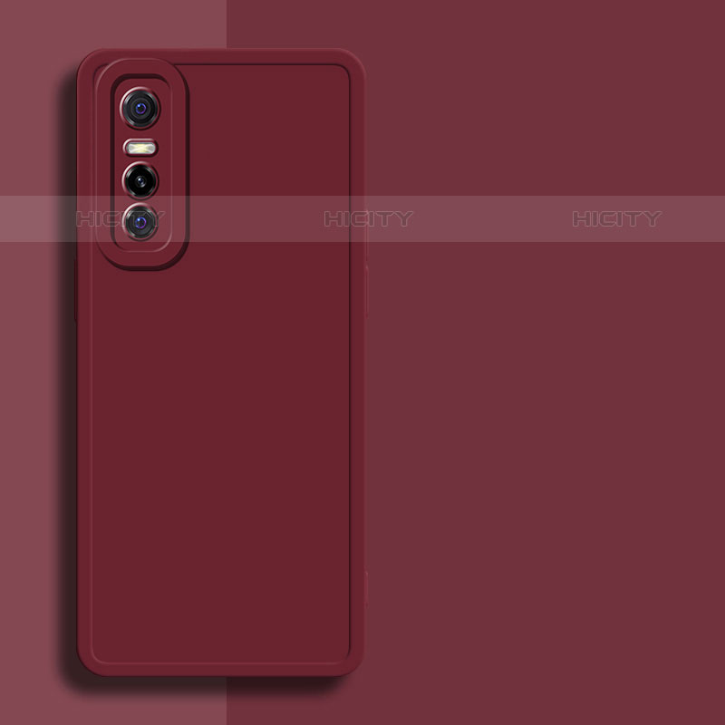 Funda Silicona Ultrafina Goma 360 Grados Carcasa YK1 para Vivo Y73s 5G Rojo