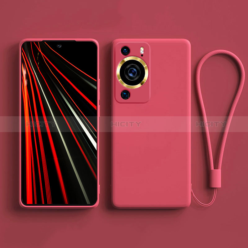 Funda Silicona Ultrafina Goma 360 Grados Carcasa YK3 para Huawei P60 Rosa Roja