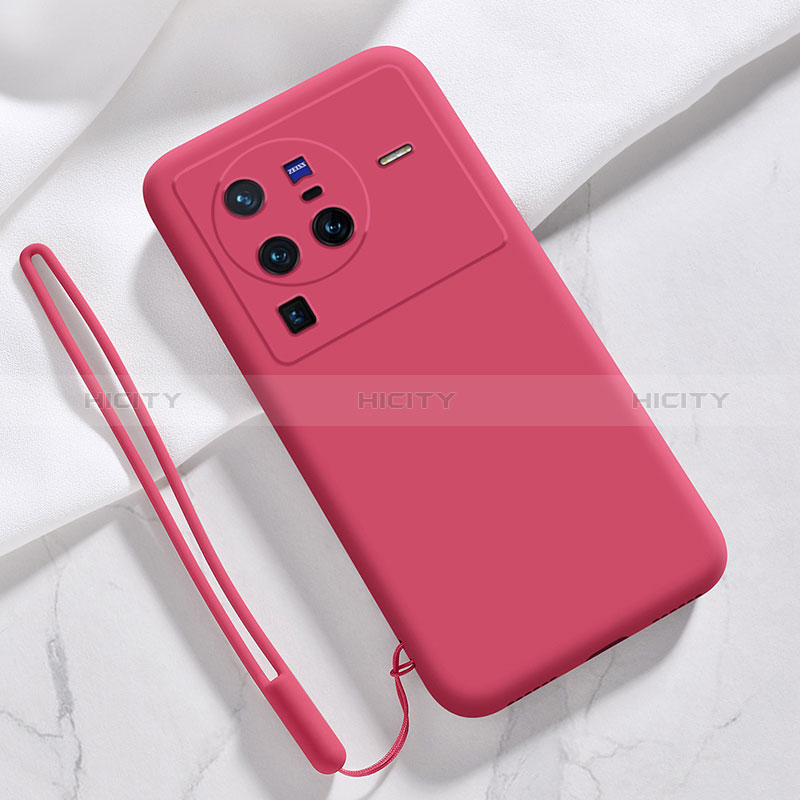 Funda Silicona Ultrafina Goma 360 Grados Carcasa YK3 para Vivo X80 Pro 5G Rojo